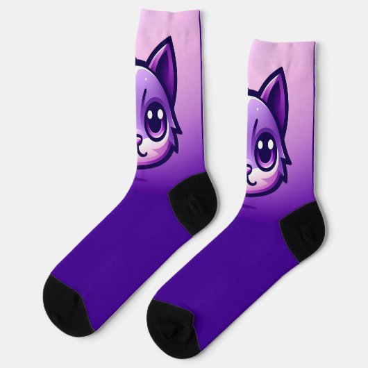 かわいい紫の猫 ソックス (左)