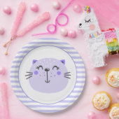 かわいい紫の猫 |ベビーシャワー紙プレート ペーパープレート (パーティー)
