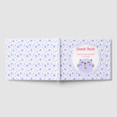 かわいい紫の猫 |薄紫ハートベビーシャワー ゲストブック (全面)