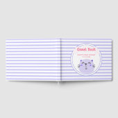 かわいい紫の猫 |赤ちゃんストライプののシャワー ゲストブック (全面)