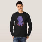 かわいい紫の笑顔のタコ Tシャツ (正面フル)