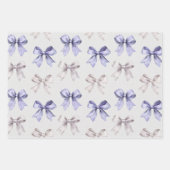 かわいい紫の花とリボン ラッピングペーパーシート (正面3)