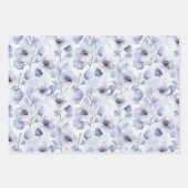 かわいい紫の花とリボン ラッピングペーパーシート (正面)