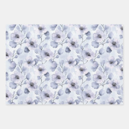 かわいい紫の花とリボン ラッピングペーパーシート