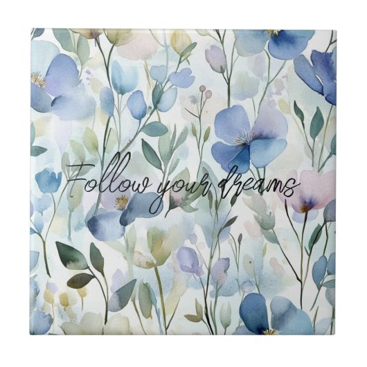 かわいい紫の花 タイル (正面)