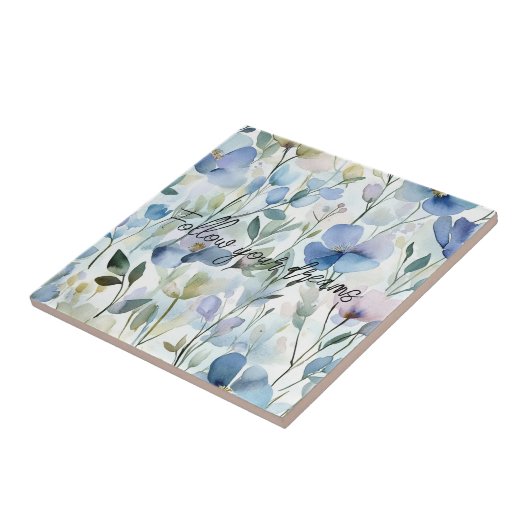 かわいい紫の花 タイル (側面)