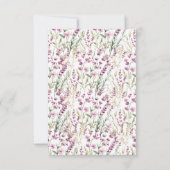 かわいい紫の薄紫小さなワイルドフラワーベビーシャワー 招待状 (裏面)