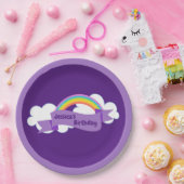 かわいい紫の虹の誕生会ガーリー ペーパープレート (パーティー)