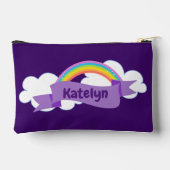 かわいい紫の虹パーソナライズされた アクセサリーポーチ (裏面)