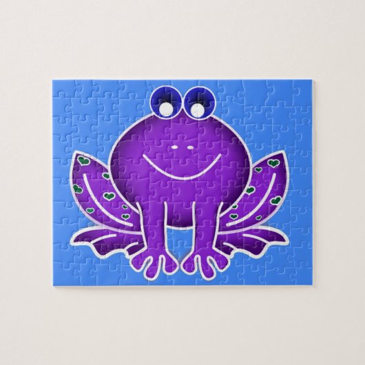 かわいい紫の蛙 ジグソーパズル (横)