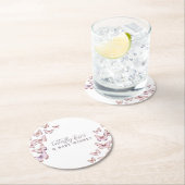 かわいい紫の蝶のキス&ベビーウィッシュシャワー ラウンドペーパーコースター (インサイチュ)