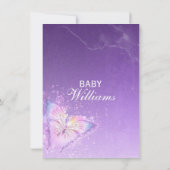 かわいい紫の蝶の赤ちゃんシャワーテンプレート 招待状 (裏面)