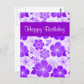 かわいい紫の誕生日はがき ポストカード (正面/裏面)