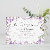 かわいい紫の野結婚花のリハーサルディナー 招待状 (スタンド正面)