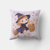 かわいい紫の魔女のハロウィンピロー クッション (裏面)