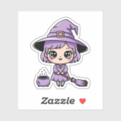 かわいい紫の魔女ハロウィンステッカー シール (シート)