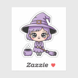 かわいい紫の魔女ハロウィンステッカー シール