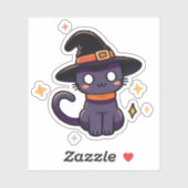 かわいい紫の魔女猫 - かわいいハロウィンの子猫 シール (シート)