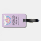 かわいい紫の魔法のユニコーンと名前の子供たち ラゲッジタグ (裏面横)