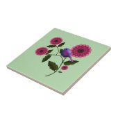 かわいい紫の鳥のアートが咲き誇る春の花 タイル (側面)