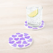 かわいい紫の鳩ハートバレンタインデーのパターン コースター (側面)