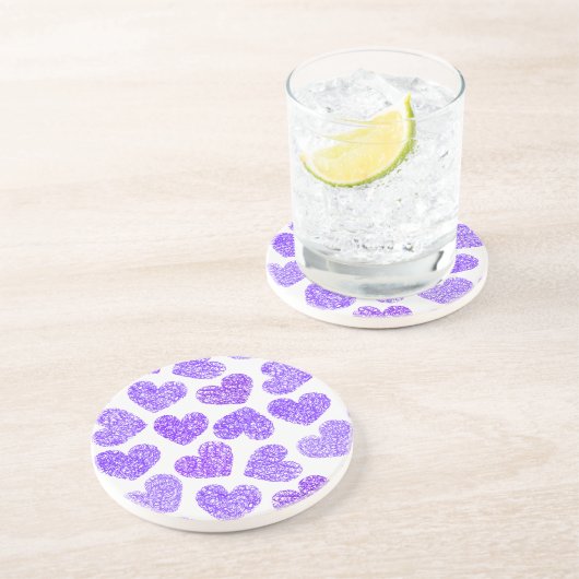 かわいい紫の鳩ハートバレンタインデーのパターン コースター (側面)