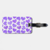 かわいい紫の鳩ハートバレンタインデーのパターン ラゲッジタグ (裏面横)