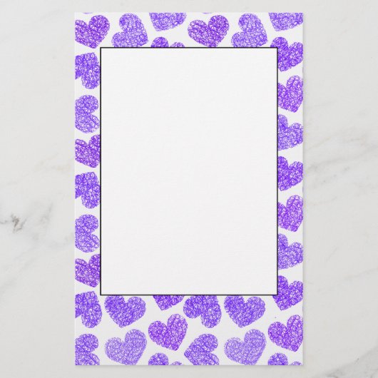 かわいい紫の鳩ハートバレンタインデーのパターン 便箋 (正面)