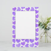 かわいい紫の鳩ハートバレンタインデーのパターン 便箋 (スタンド正面)