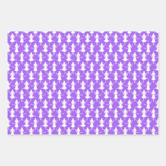 かわいい紫の黒いバレリナの靴の名前 ラッピングペーパーシート (正面3)