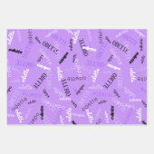 かわいい紫の黒いバレリナの靴の名前 ラッピングペーパーシート (正面2)