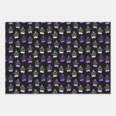 かわいい紫の黒いバレリナの靴の名前 ラッピングペーパーシート (正面)