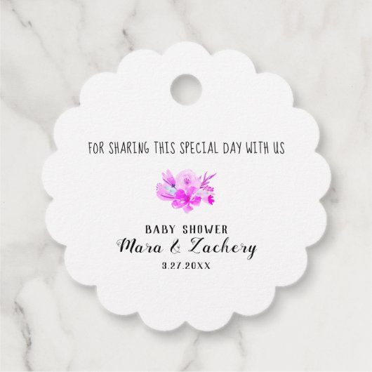 *かわいい紫の龍の赤ちゃんシャワーありがとう フェイバータグ (裏面)