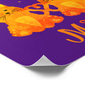 かわいい紫オレンジの子猫カップル2モノグラム ポスター (角)