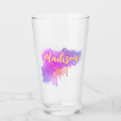 かわいい紫オレンジ |名前をカスタムするカクテルビール タンブラーグラス (正面)