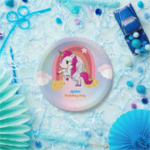 かわいい紫カスタムのユニコーン誕生日パーティー ペーパープレート (パーティー)