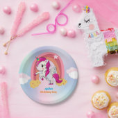 かわいい紫カスタムのユニコーン誕生日パーティー ペーパープレート (パーティー)
