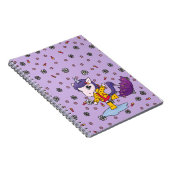 かわいい紫シンプルのフローラユニコーンinレインコート ノートブック (右側)