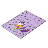 かわいい紫シンプルのフローラユニコーンinレインコート ノートブック (左側)