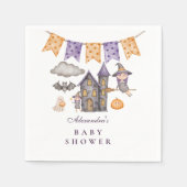 かわいい紫ハロウィーンの赤ちゃんシャワー スタンダードカクテルナプキン (正面)