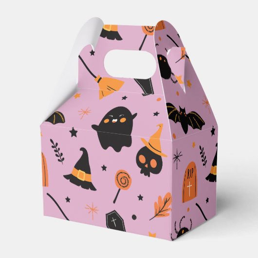 かわいい紫ハロウィーンの赤ちゃんシャワー フェイバーボックス (裏面サイド)