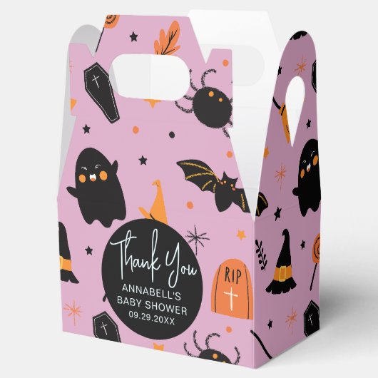 かわいい紫ハロウィーンの赤ちゃんシャワー フェイバーボックス (オープン)
