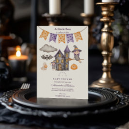 かわいい紫ハロウィーンの赤ちゃんシャワー 招待状