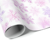 かわいい紫ピンクの雪片パターン ラッピングペーパー (ロールコーナー)