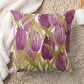 かわいい紫ピンクチューリップ水彩画 クッション (ブランケット)