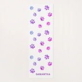 かわいい紫ピンクブルーポープリントカスタム ヨガマット (裏面)