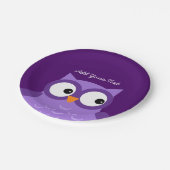 かわいい紫フクロウカスタム文字A01C ペーパープレート (アングル)