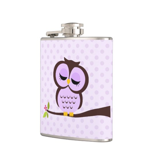 かわいい紫フクロウ フラスク (左)