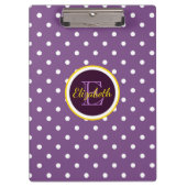 かわいい紫モノグラムの色の水玉模様 クリップボード (正面)