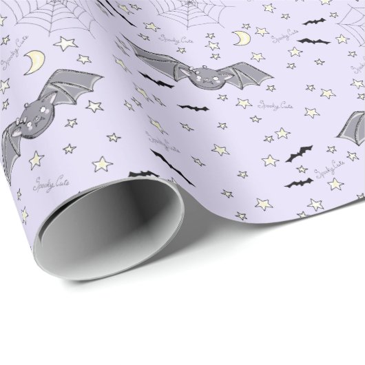かわいい紫不気味のこうもりハロウィーン ラッピングペーパー (ロールコーナー)